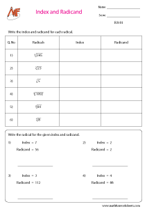 Radicals Worksheets
