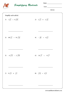 Radicals Worksheets