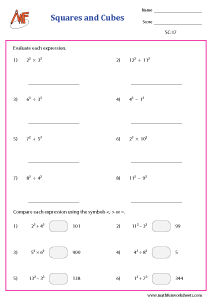 Squares and Cubes of Numbers