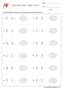 Fraction Subtraction Worksheets