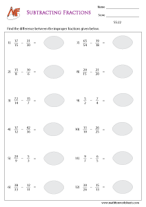 Fraction Subtraction Worksheets