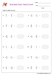 Fraction Subtraction Worksheets