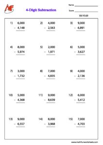 Subtraction – Problems Ending With Zero