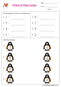 Types of Fractions Worksheets