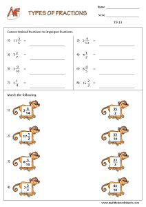Types of Fractions Worksheets