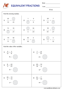 Types of Fractions Worksheets