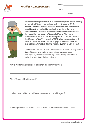 Veteran’s Day Worksheets